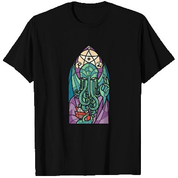 Discover Cthulhu Church Stained Glass Cosmic Horror Funny T Shirts