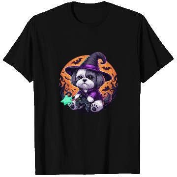 Discover Halloween design Shih Tzu Wizard gamer T Shirts