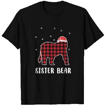 Discover Red Plaid Bear Christmas Pajama Sister Matching T Shirts