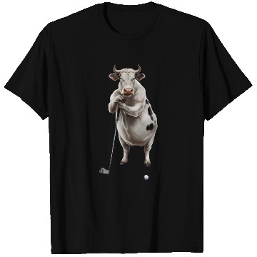 Discover Cow Playing Golf T Shirts
