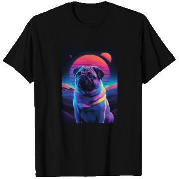 Discover Animal Art Planet Fantasy Artwork Pug in Neon T Shirts