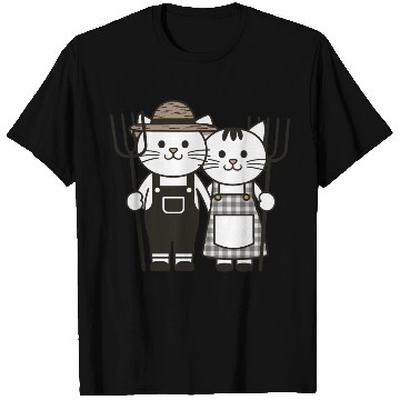 Discover Farmer Cats Wearing Overalls and Gingham Dress T Shirts