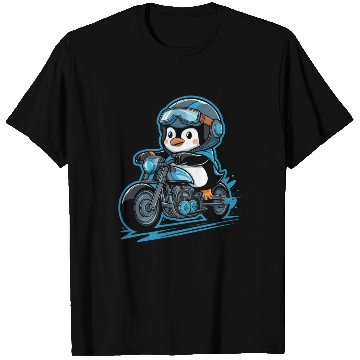 Discover Penguin Riding Motorcycle With Goggles On T Shirts