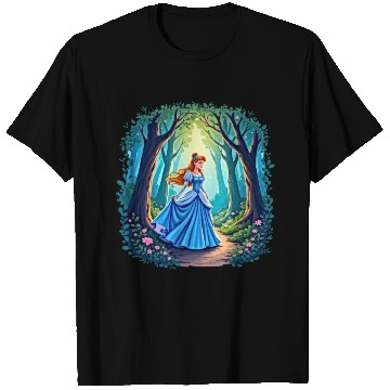 Discover Graceful girl walking in forest T Shirts