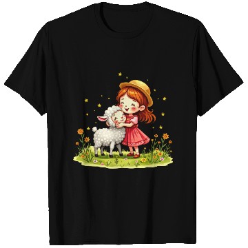 Discover Girl Hugging a Cute Sheep T Shirts