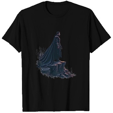 Discover Warrior Standing on Cliff at Sunset T Shirts