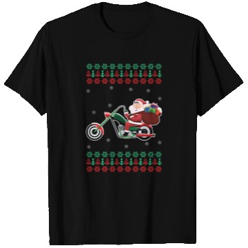 Discover Santa Claus Motorcycle Ugly Christmas Sweater Xmas T Shirts