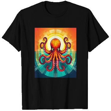 Discover Octopus Vibrant Geometric Deco Style T Shirts