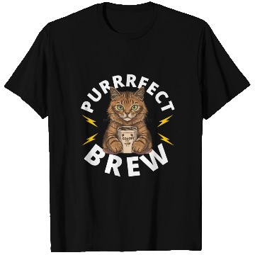 Discover Funny Purrfect Brew - Cat and coffee T Shirts