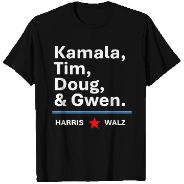 Discover Harris & Walz | Kamala, Tim, Doug & Gwen T Shirts