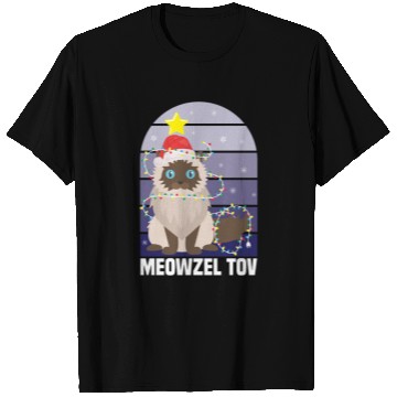 Discover Meowzel Tov Hanukkah Black Cat Christmas Lights T Shirts
