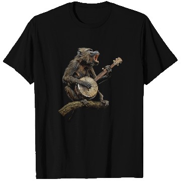 Discover Baboon Monkey Bluegrass Banjo Player T Shirts