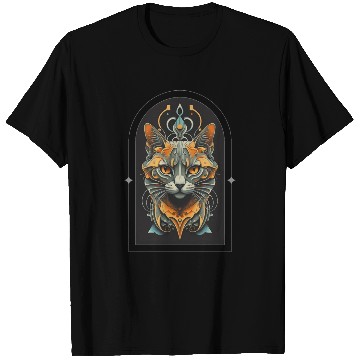 Discover Elegant stylish black and gold cat face T Shirts