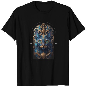 Discover Elegant stylish blue and gold cat face T Shirts