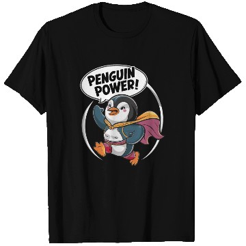 Discover Penguin Power Superhero Fun Graphic T Shirts