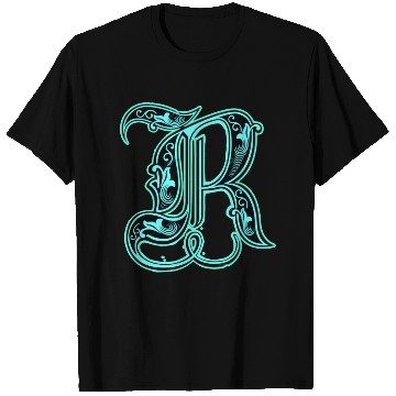 Discover Neon Ornate Letter R Design T Shirts