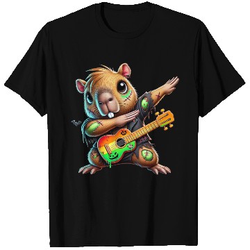 Discover Cute Dabbing Capybara Zombie Squad Guitar Hallowee T Shirts