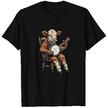 Discover Hereford Cattle Farmer Bluegrass Banjo Player T Shirts
