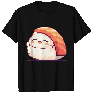 Discover Kawaii White Cat Salmon Nigiri Sushi T Shirts