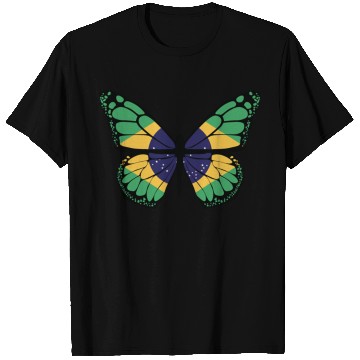 Discover Brazilian Flag Patriotic Butterfly Lover Design T Shirts
