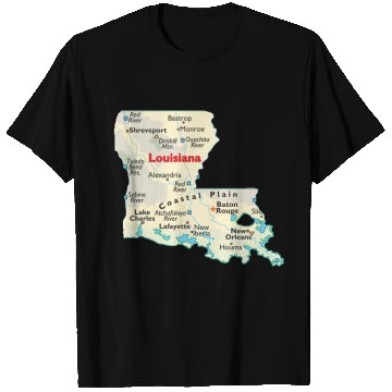 Discover Louisiana map image of state. T Shirts