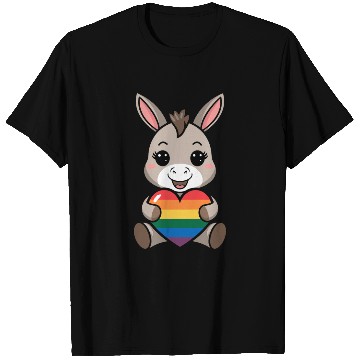 Discover LGTBQ Cute Donkey with Rainbow Heart T Shirts