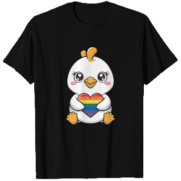 Discover Adorable Chick Holding Rainbow Heart LGTBQ T Shirts