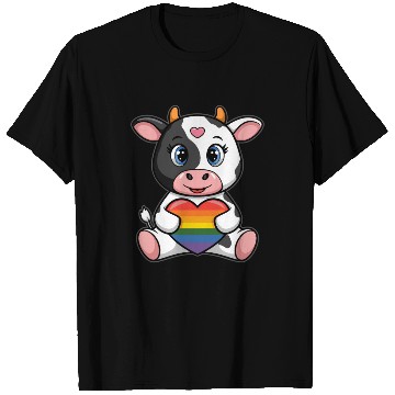 Discover LGTBQ Cow Holding Rainbow Heart T Shirts