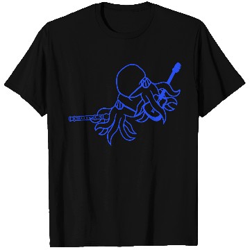 Discover Two Octopus Kraken Squid Guitar Flute 2 Band Team T Shirts