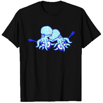 Discover Two Cool Octopus Kraken Squid Guitar 2 Band Team T Shirts
