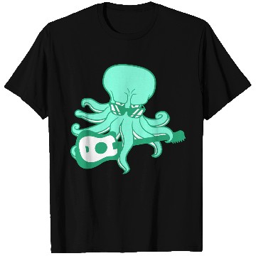 Discover Cool Octopus Kraken Squid Plays Guitar Guitarist T Shirts