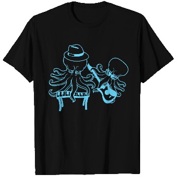 Discover Two Octopus Kraken Squid Guitar Keyboard Band Team T Shirts