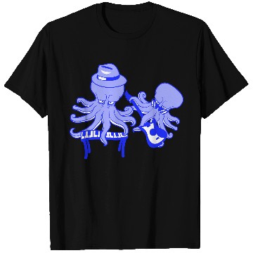 Discover Two Octopus Kraken Squid Guitar Keyboard Band Team T Shirts
