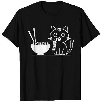 Discover Cute Cat Eating Ramen Kawaii Food Design T Shirts