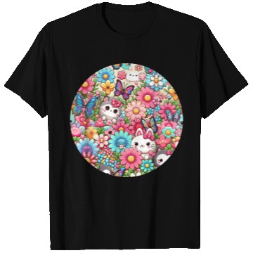 Discover Garden Harmony scene with butterflies flitting T Shirts