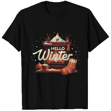 Discover Hello Winter typography vector illustration. Winte T Shirts