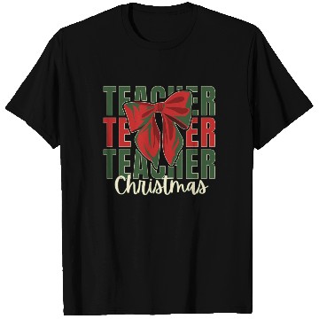 Discover Teacher Christmas T Shirts gift bow style