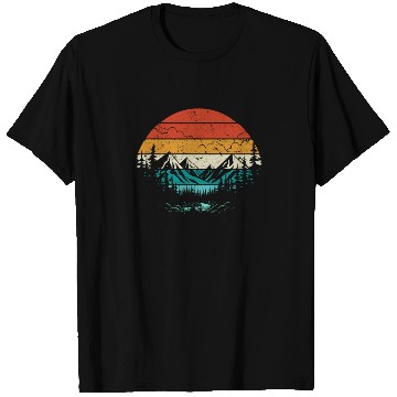 Discover Retro Sunset Mountains Nature Outdoor Hiking T Shirts