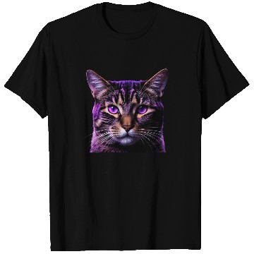 Discover Vivid Lilac-Eyed Tabby Cat Portrait T Shirts