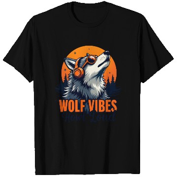 Discover Wolf Vibes Howl Loud Music Lover Design T Shirts