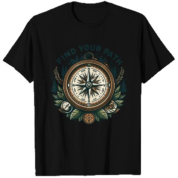 Discover Trail Compass, Mountain Hiking Design T Shirts