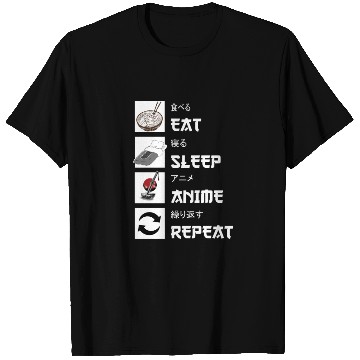 Discover Eat sleep anime repeat manga T Shirts