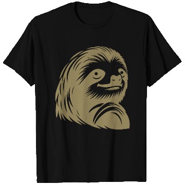 Discover Thoughtful sloth face portrait silhouette T Shirts