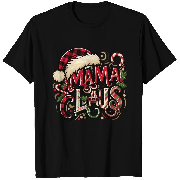 Discover Festive 'Mama Claus' Christmas T Shirts with Plaid