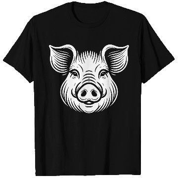 Discover Pig face pigs vector farm animal path18 T Shirts
