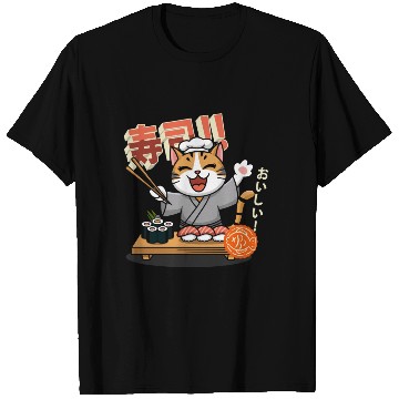 Discover Sushi Chef Cat Adorable Culinary Cat Design T Shirts