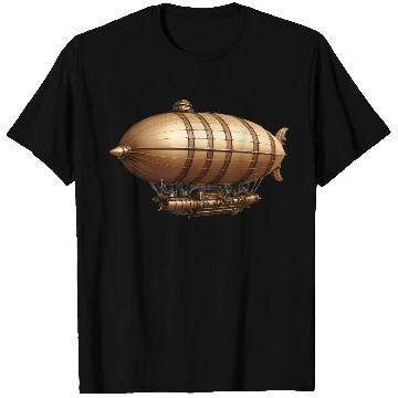 Discover A large steampunk-style airship with bronze metal T Shirts