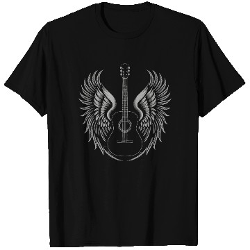 Discover Electric Guitar with Wings Rock and Roll Music T Shirts