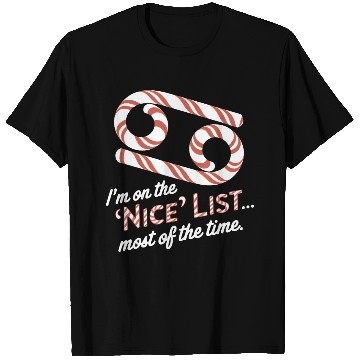 Discover Funny Cancer Zodiac Christmas: Nice List T Shirts
