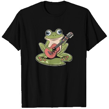 Discover Frog Playing Guitar On Lily Pad T Shirts